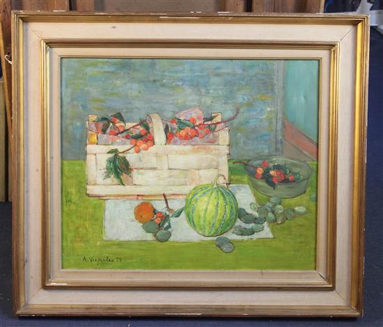 § André Vignoles (French, 1920-) Nature morte, 1959 21 x 25.5in.